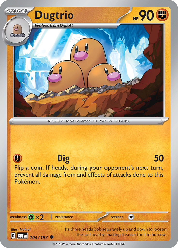 Dugtrio (104/197) [Scarlet & Violet: Obsidian Flames] | Jomio and Rueliete's Cards and Comics