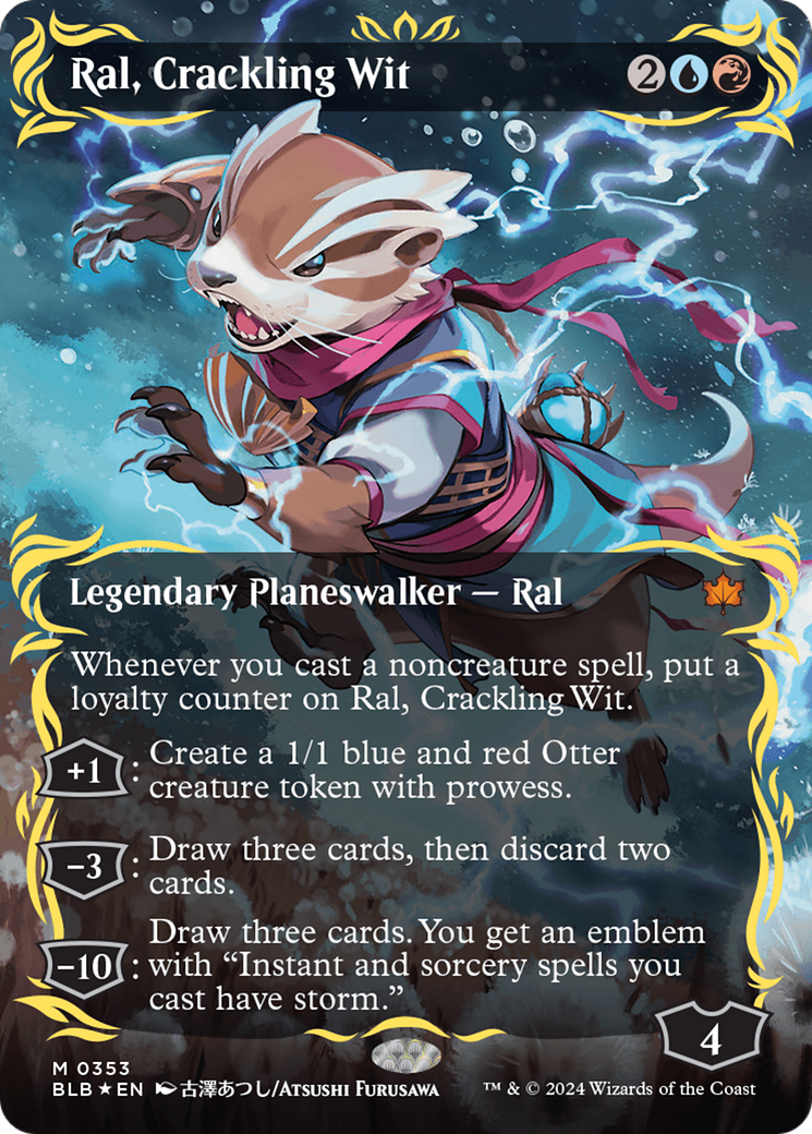 Ral, Crackling Wit (Borderless) (Raised Foil) [Bloomburrow] | Jomio and Rueliete's Cards and Comics