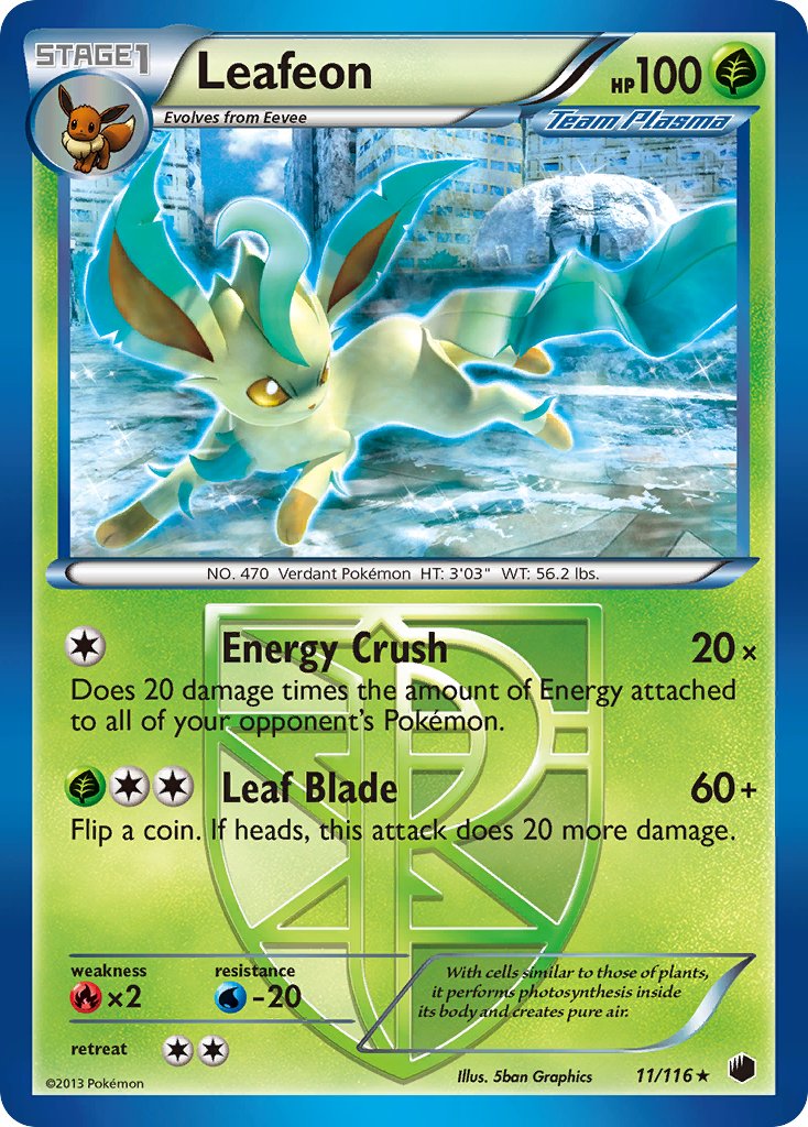 Leafeon (11/116) (Theme Deck Exclusive) [Black & White: Plasma Freeze] | Jomio and Rueliete's Cards and Comics