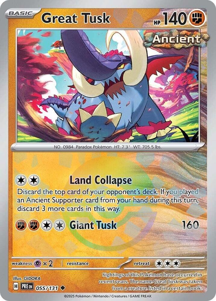 Great Tusk (055/131) (Poke Ball Pattern) [Scarlet & Violet: Prismatic Evolutions] | Jomio and Rueliete's Cards and Comics