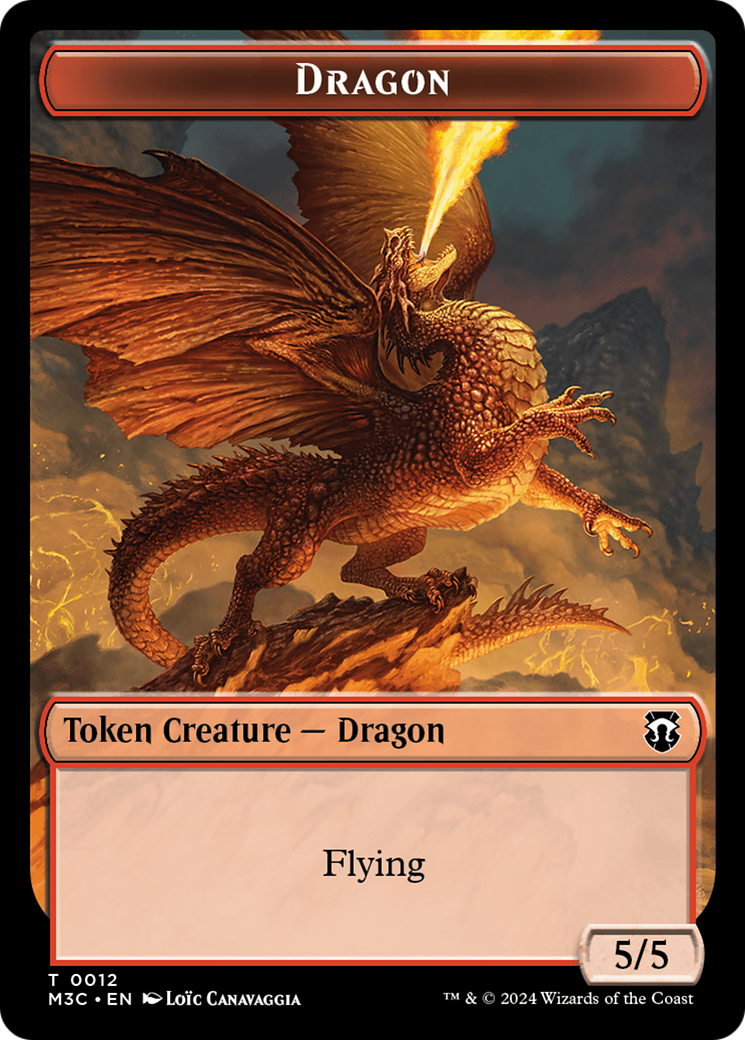 Dragon (Ripple Foil) // Copy Double-Sided Token [Modern Horizons 3 Commander Tokens] | Jomio and Rueliete's Cards and Comics
