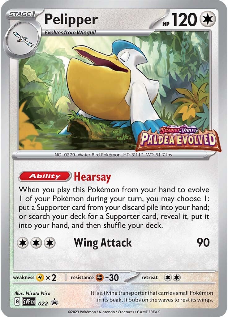 Pelipper (022) [Scarlet & Violet: Black Star Promos] | Jomio and Rueliete's Cards and Comics