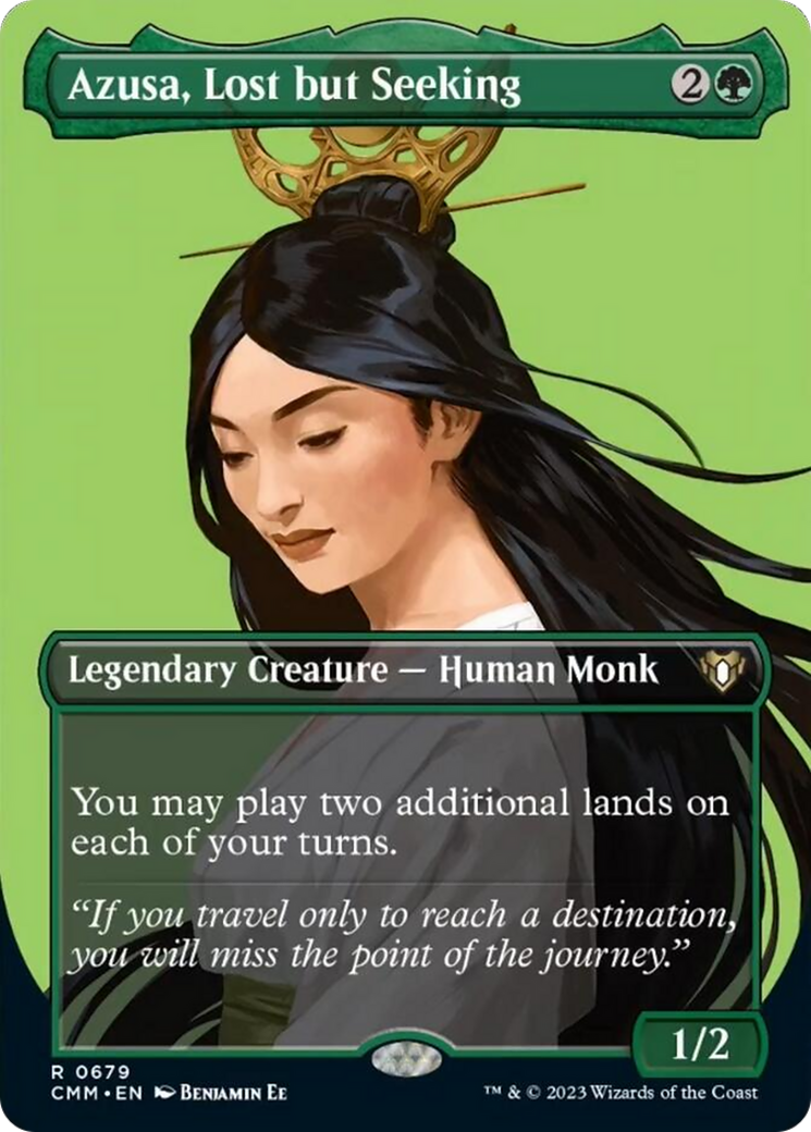 Azusa, Lost but Seeking (Borderless Profile) [Commander Masters] | Jomio and Rueliete's Cards and Comics