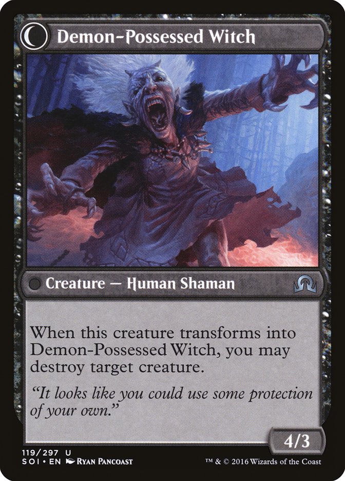 Kindly Stranger // Demon-Possessed Witch [Shadows over Innistrad] | Jomio and Rueliete's Cards and Comics
