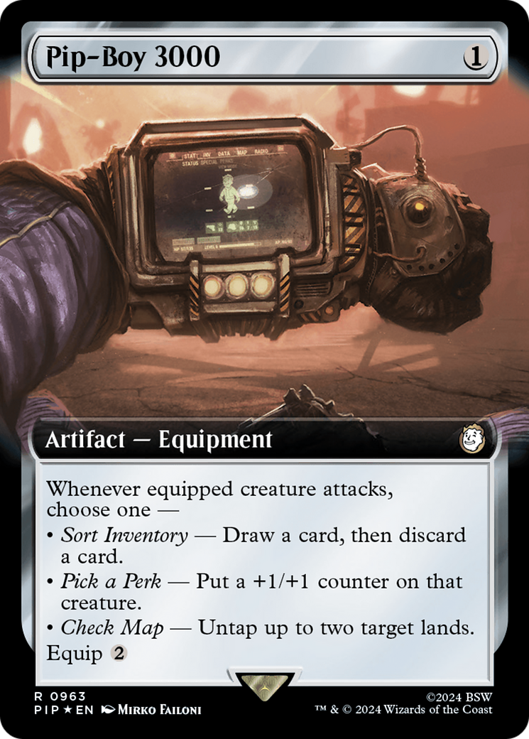 Pip-Boy 3000 (Extended Art) (Surge Foil) [Fallout] | Jomio and Rueliete's Cards and Comics