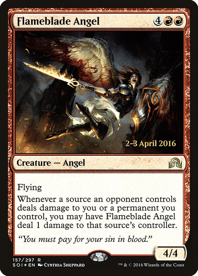 Flameblade Angel [Shadows over Innistrad Prerelease Promos] | Jomio and Rueliete's Cards and Comics