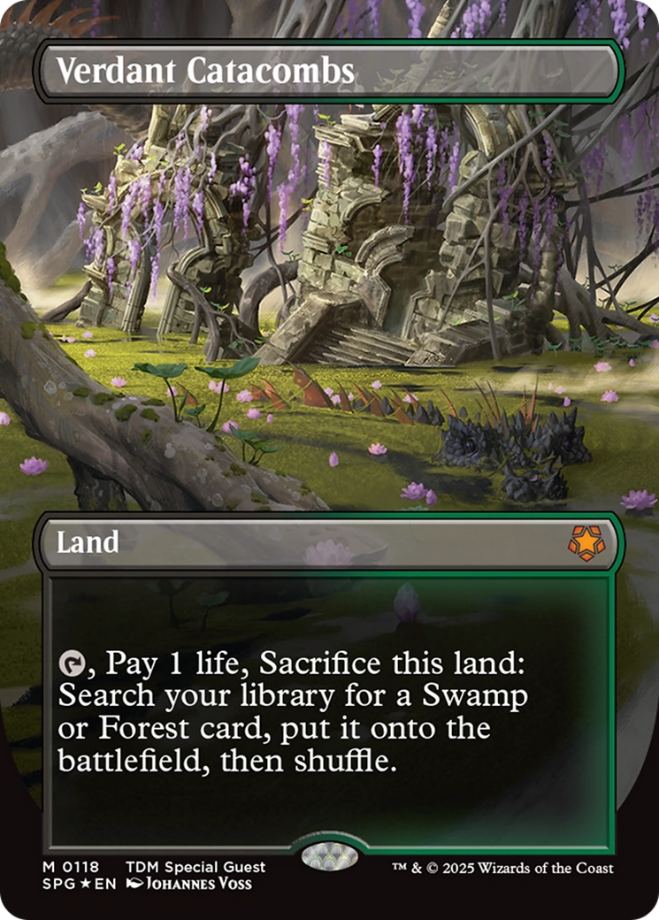 Verdant Catacombs (Borderless) (Dragonscale Foil) [Tarkir: Dragonstorm Special Guests] | Jomio and Rueliete's Cards and Comics