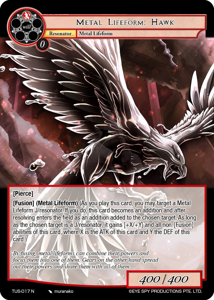 Metal Lifeform: Hawk (TUS-017 N) [The Underworld of Secrets] | Jomio and Rueliete's Cards and Comics