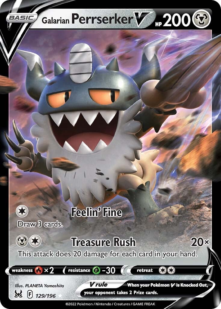 Galarian Perrserker V (129/196) [Sword & Shield: Lost Origin] | Jomio and Rueliete's Cards and Comics