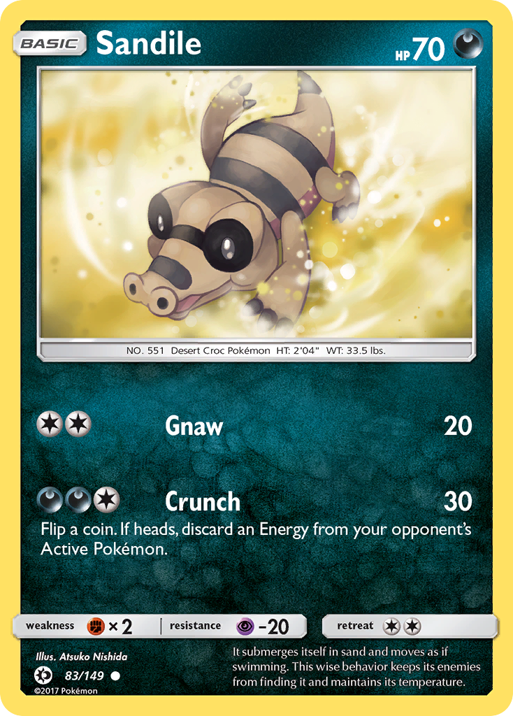 Sandile (83/149) [Sun & Moon: Base Set] | Jomio and Rueliete's Cards and Comics