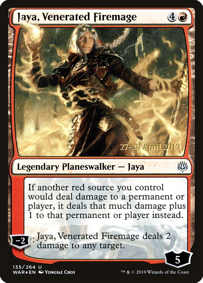 Jaya, Venerated Firemage [War of the Spark Prerelease Promos] | Jomio and Rueliete's Cards and Comics