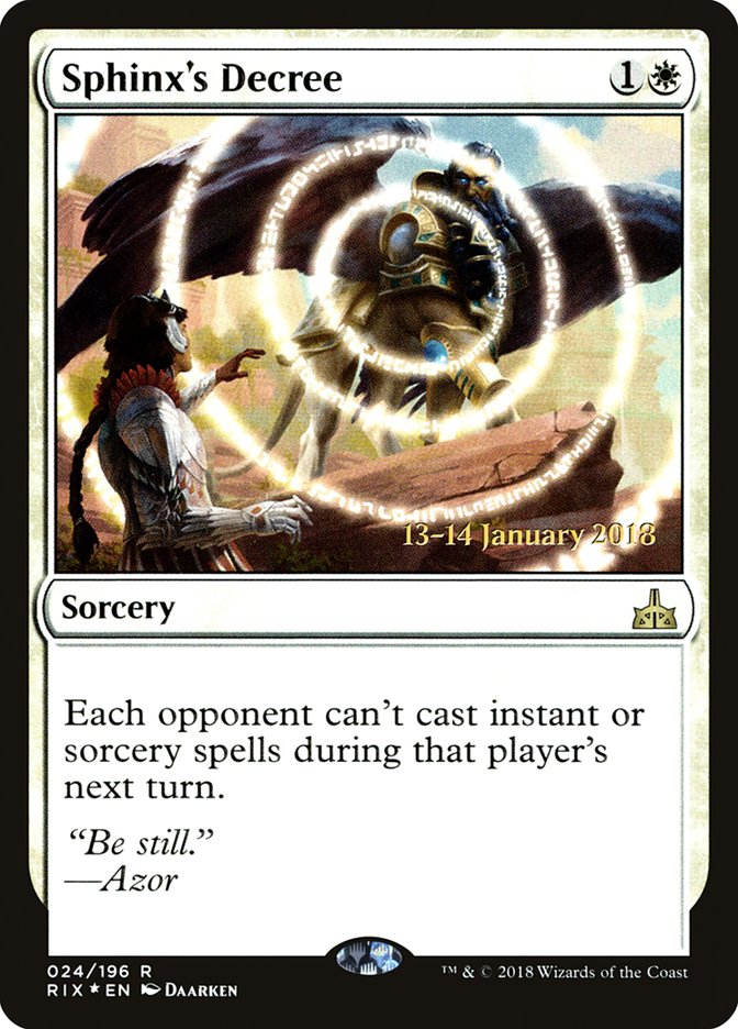 Sphinx's Decree [Rivals of Ixalan Prerelease Promos] | Jomio and Rueliete's Cards and Comics
