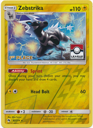 Zebstrika (82/214) (League Promo 1st Place) [Sun & Moon: Lost Thunder] | Jomio and Rueliete's Cards and Comics
