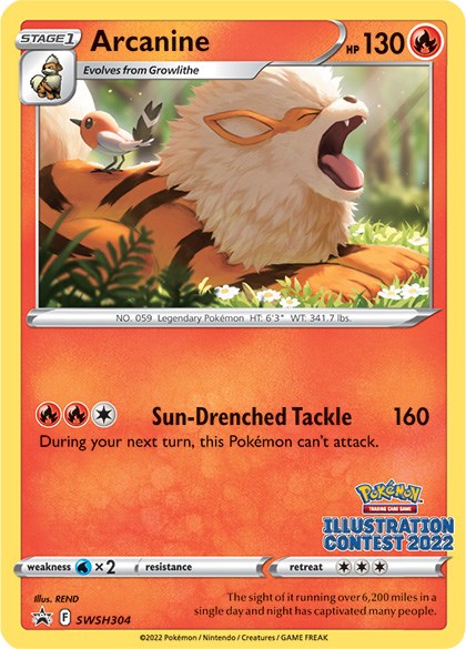 Arcanine (SWSH304) (Illustration Contest 2022) [Sword & Shield: Black Star Promos] | Jomio and Rueliete's Cards and Comics