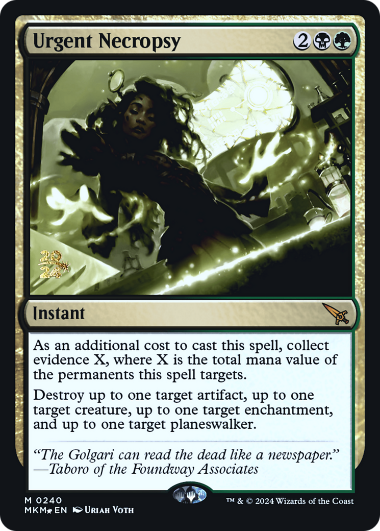 Urgent Necropsy [Murders at Karlov Manor Prerelease Promos] | Jomio and Rueliete's Cards and Comics
