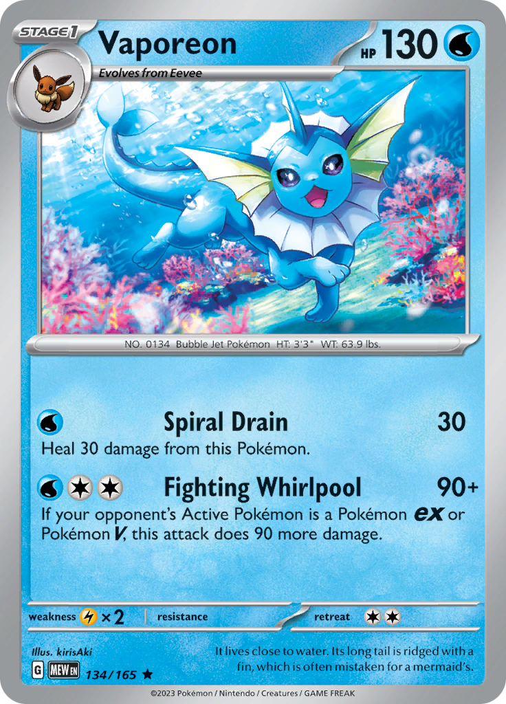 Vaporeon (134/165) [Scarlet & Violet 151] | Jomio and Rueliete's Cards and Comics