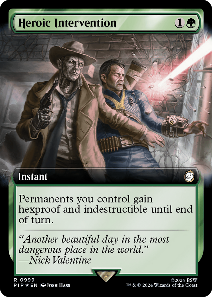 Heroic Intervention (Extended Art) (Surge Foil) [Fallout] | Jomio and Rueliete's Cards and Comics
