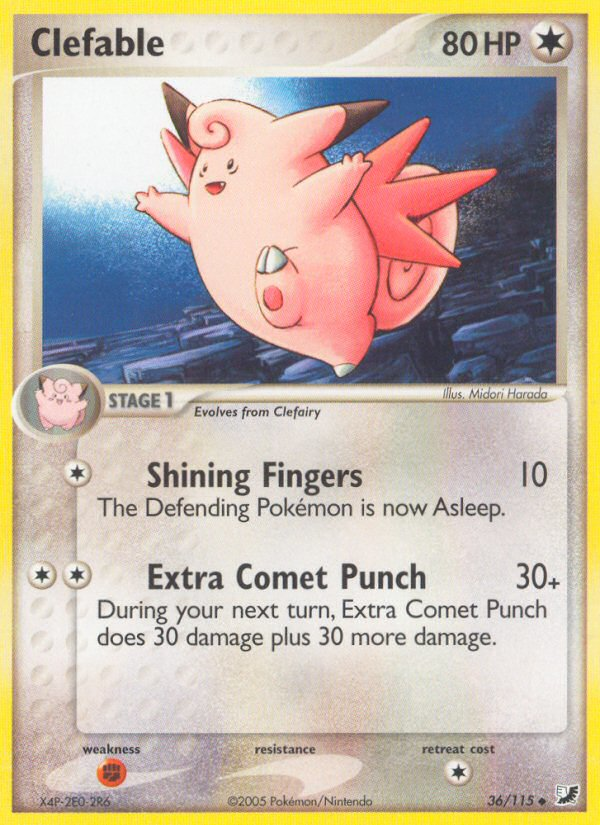 Clefable (36/115) [EX: Unseen Forces] | Jomio and Rueliete's Cards and Comics