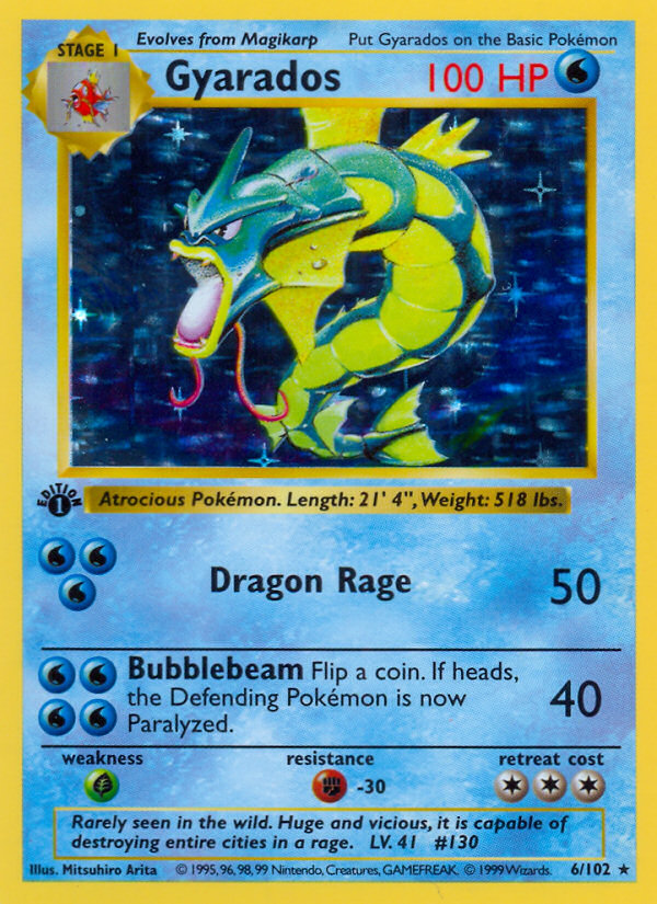 Gyarados (6/102) (Shadowless) [Base Set 1st Edition] | Jomio and Rueliete's Cards and Comics
