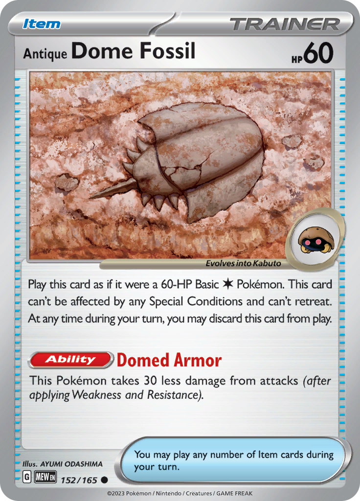 Antique Dome Fossil (152/165) [Scarlet & Violet 151] | Jomio and Rueliete's Cards and Comics