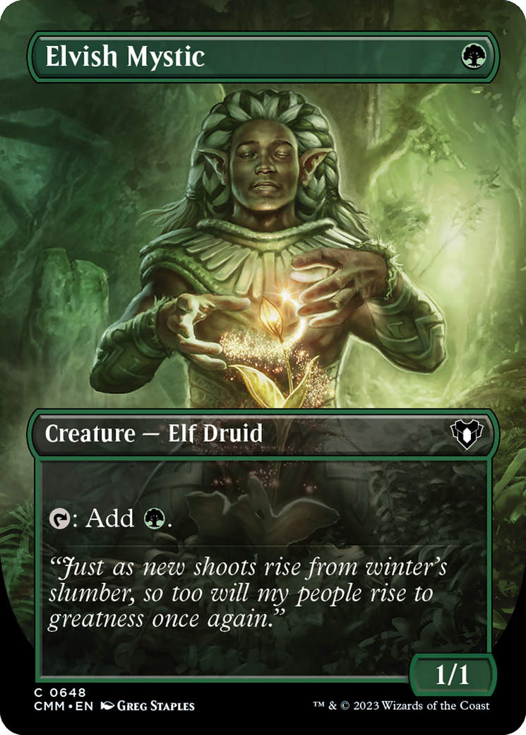 Elvish Mystic (Borderless Alternate Art) [Commander Masters] | Jomio and Rueliete's Cards and Comics