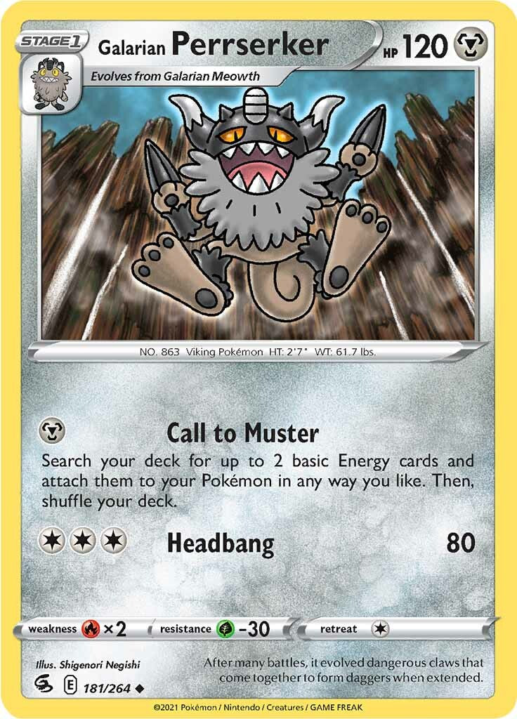 Galarian Perrserker (181/264) [Sword & Shield: Fusion Strike] | Jomio and Rueliete's Cards and Comics