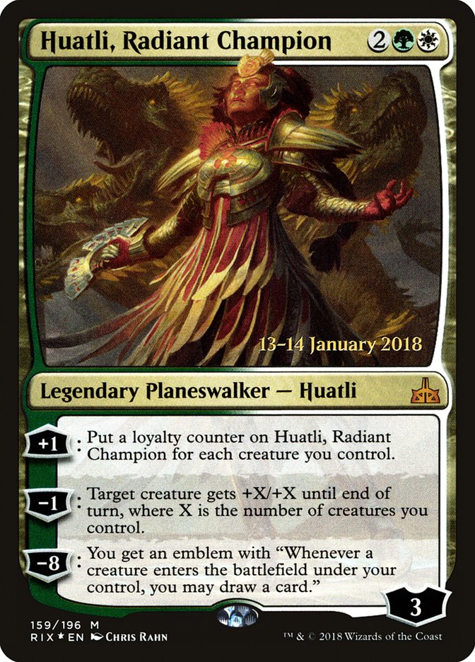 Huatli, Radiant Champion [Rivals of Ixalan Prerelease Promos] | Jomio and Rueliete's Cards and Comics