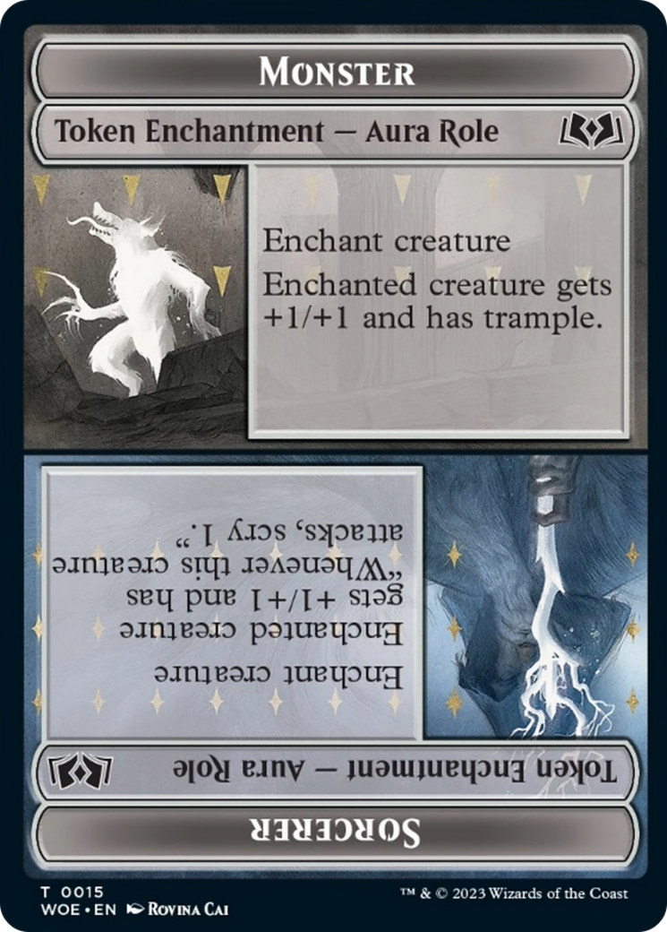 Monster Role / Sorcerer Role // Royal Role / Young Hero Role Double-Sided Token [Wilds of Eldraine Tokens] | Jomio and Rueliete's Cards and Comics