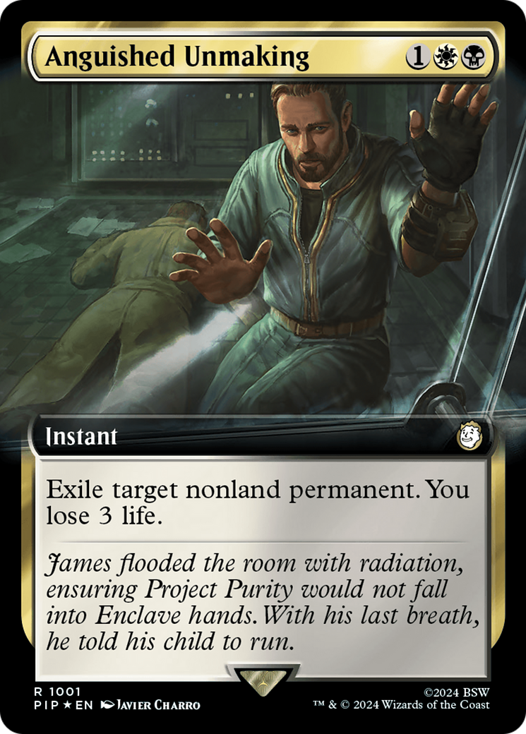 Anguished Unmaking (Extended Art) (Surge Foil) [Fallout] | Jomio and Rueliete's Cards and Comics