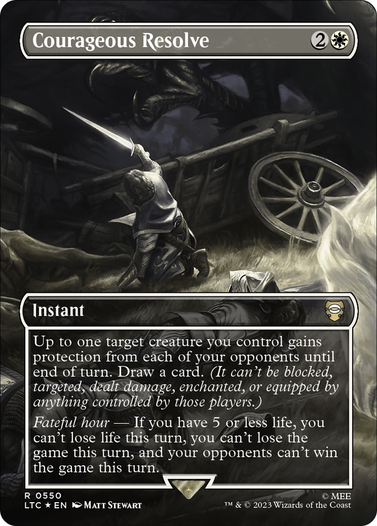 Courageous Resolve (Borderless) (Surge Foil) [The Lord of the Rings: Tales of Middle-Earth Commander] | Jomio and Rueliete's Cards and Comics