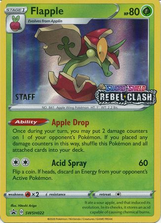 Flapple (SWSH022) (Staff Prerelease Promo) [Sword & Shield: Black Star Promos] | Jomio and Rueliete's Cards and Comics