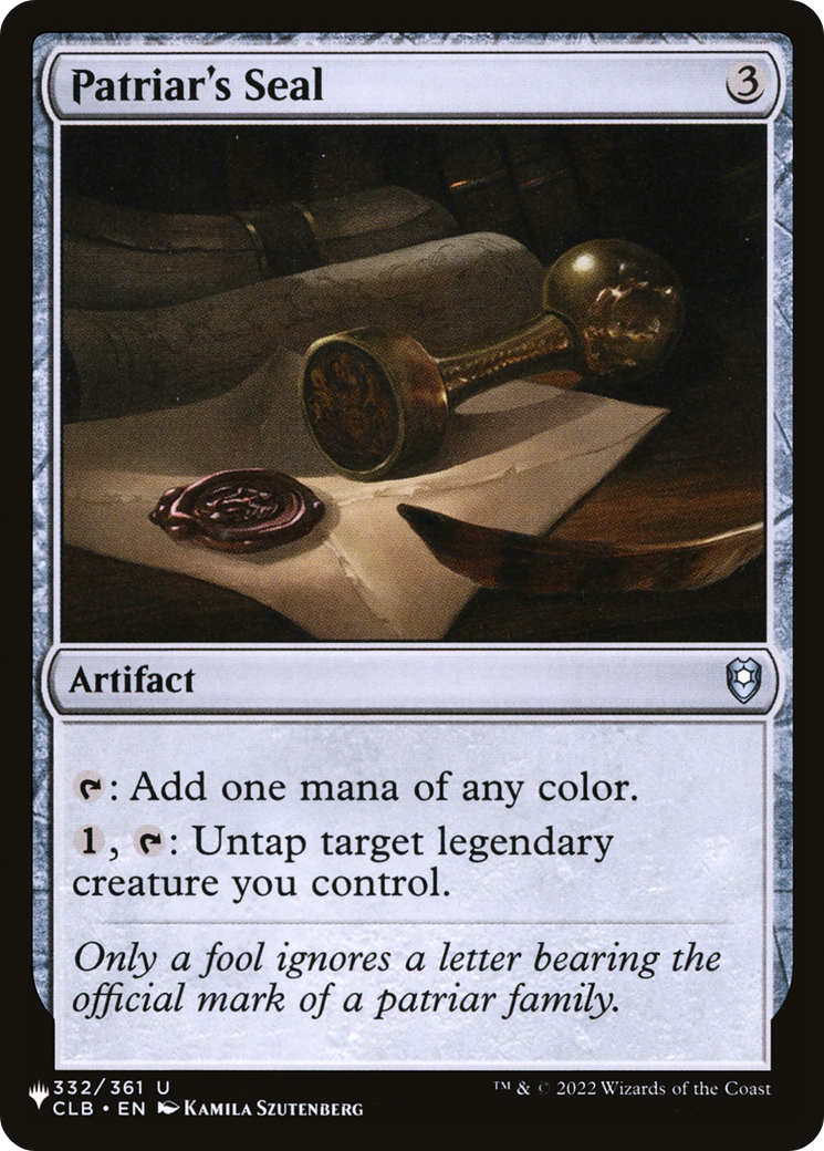 Patriar's Seal [The List] | Jomio and Rueliete's Cards and Comics