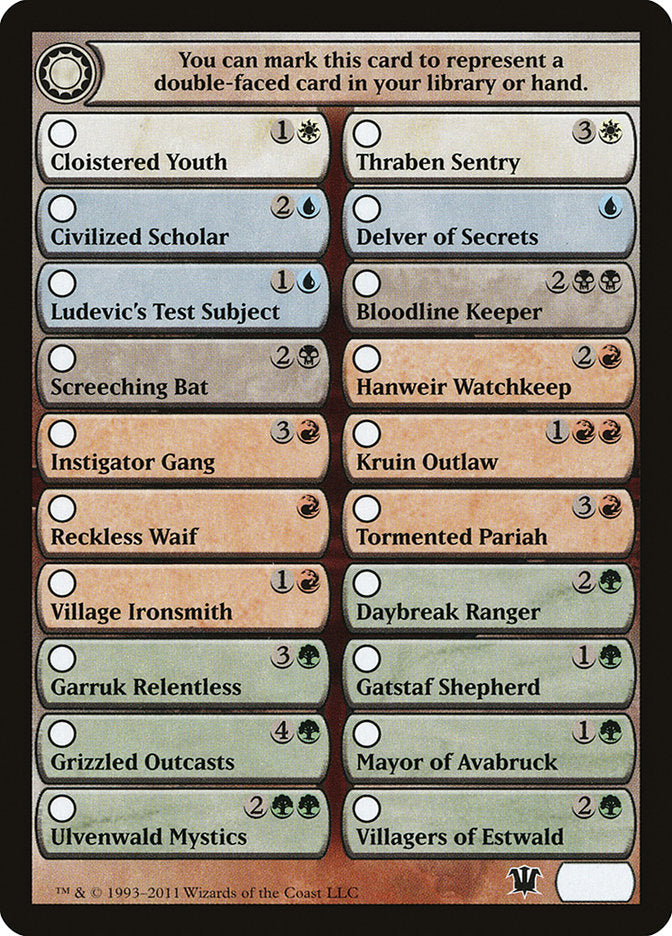 Innistrad Checklist [Innistrad Tokens] | Jomio and Rueliete's Cards and Comics