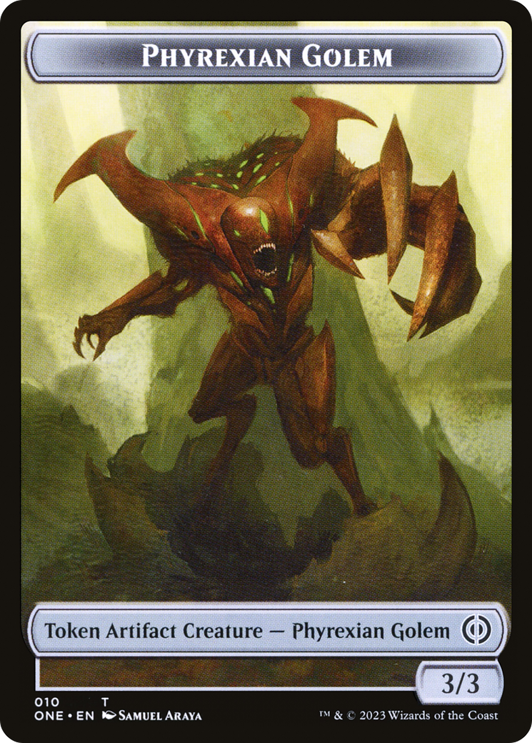 Phyrexian Mite Token (012) // Phyrexian Golem Double-Sided Token [Phyrexia: All Will Be One Tokens] | Jomio and Rueliete's Cards and Comics