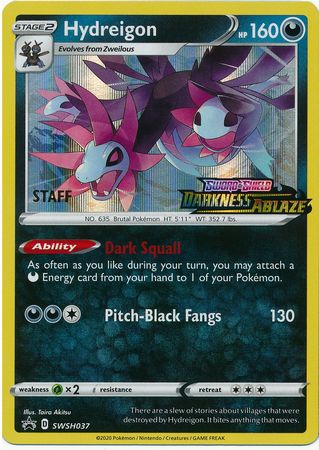 Hydreigon (SWSH037) (Staff Prerelease Promo) [Sword & Shield: Black Star Promos] | Jomio and Rueliete's Cards and Comics