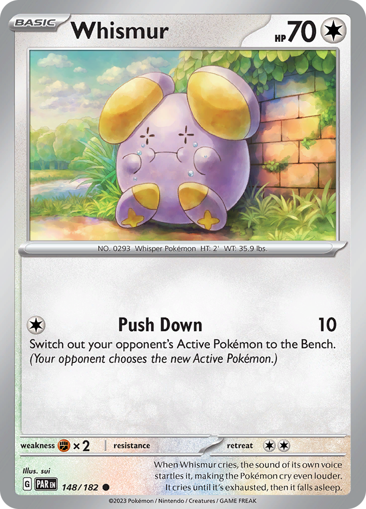 Whismur (148/182) [Scarlet & Violet: Paradox Rift] | Jomio and Rueliete's Cards and Comics