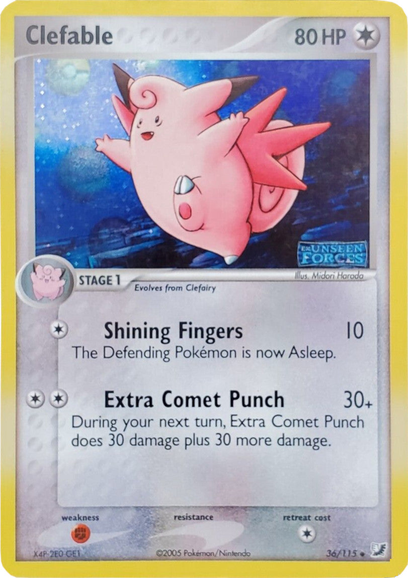 Clefable (36/115) (Stamped) [EX: Unseen Forces] | Jomio and Rueliete's Cards and Comics