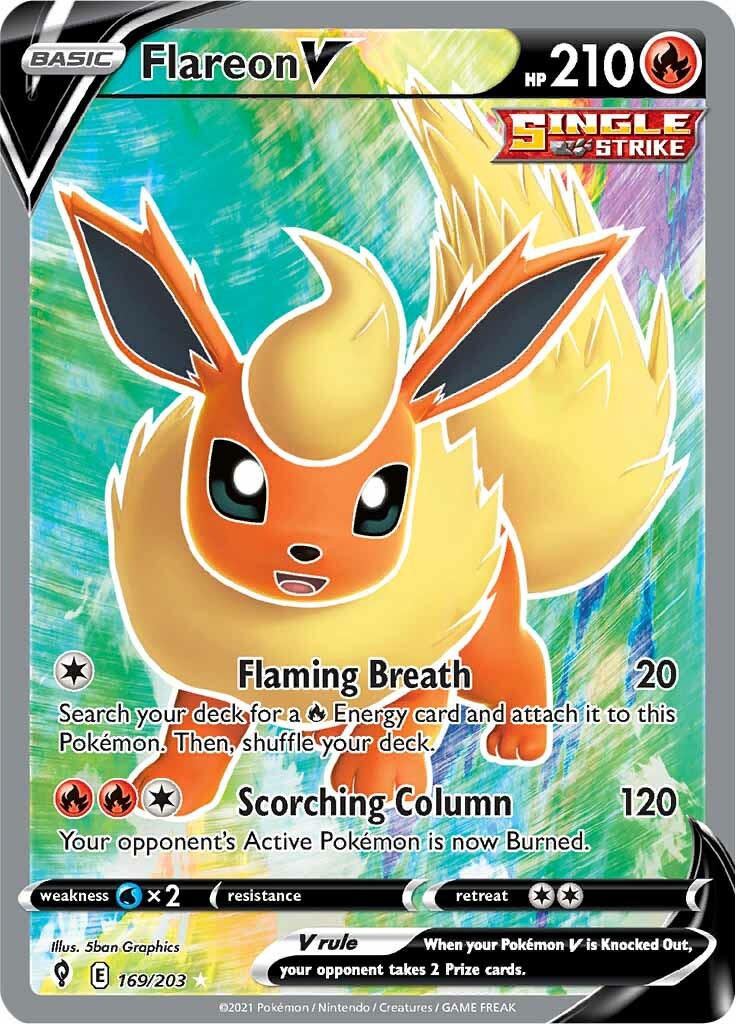 Flareon V (169/203) [Sword & Shield: Evolving Skies] | Jomio and Rueliete's Cards and Comics