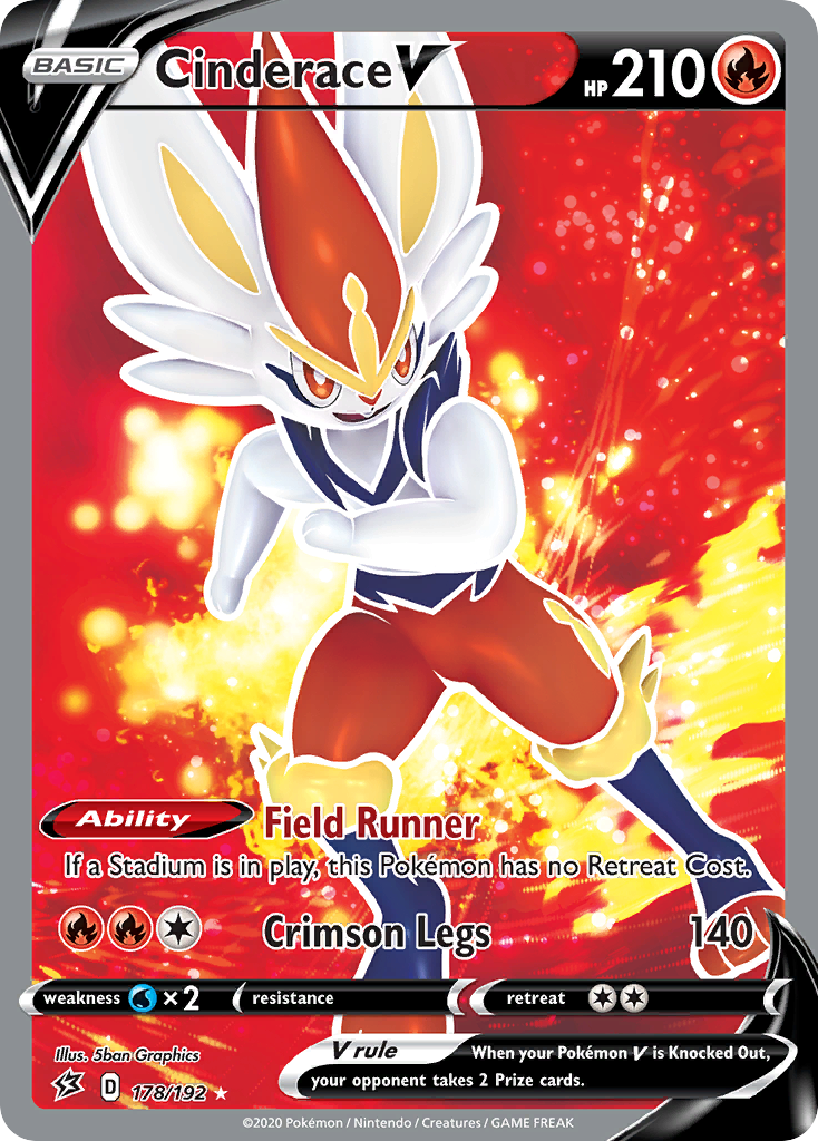 Cinderace V (178/192) [Sword & Shield: Rebel Clash] | Jomio and Rueliete's Cards and Comics