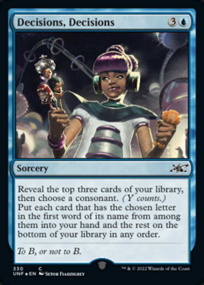 Decisions, Decisions (Galaxy Foil) [Unfinity] | Jomio and Rueliete's Cards and Comics