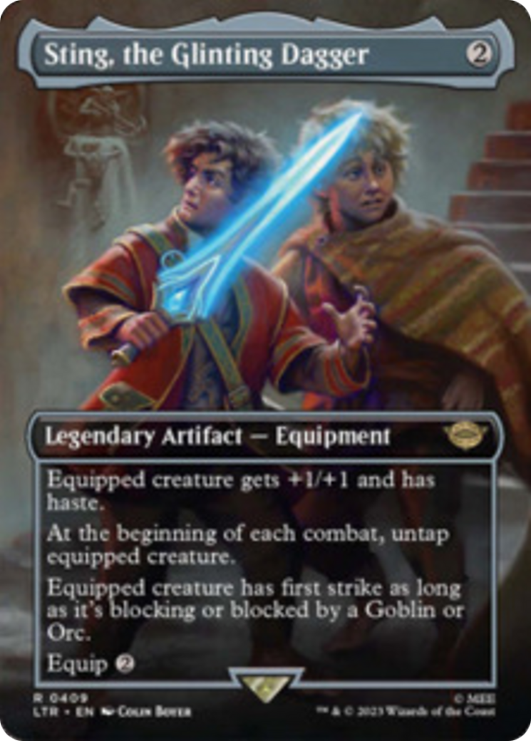 Sting, the Glinting Dagger (Borderless Alternate Art) [The Lord of the Rings: Tales of Middle-Earth] | Jomio and Rueliete's Cards and Comics