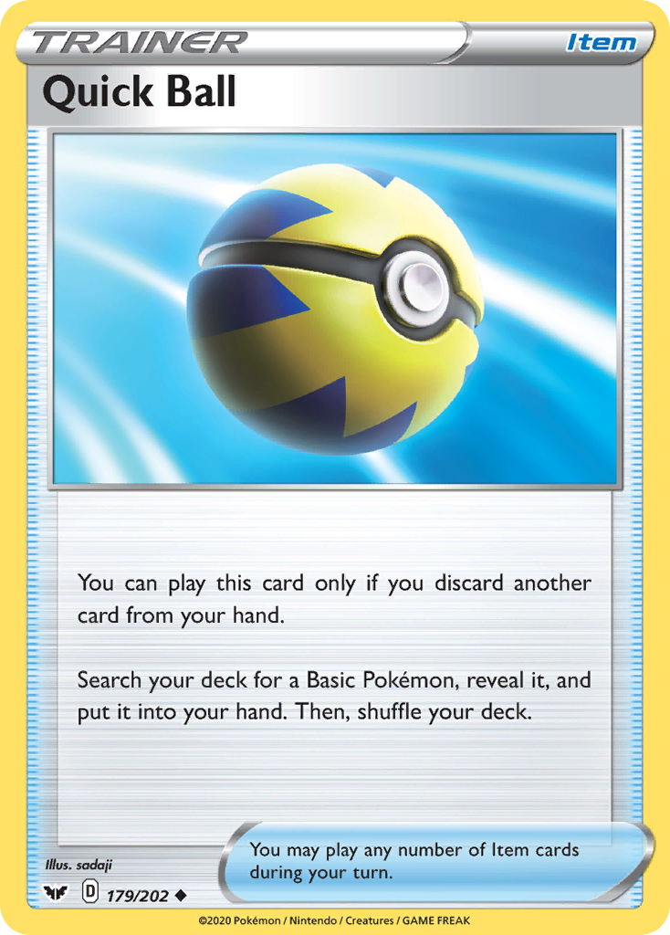 Quick Ball (179/202) [Sword & Shield: Base Set] | Jomio and Rueliete's Cards and Comics