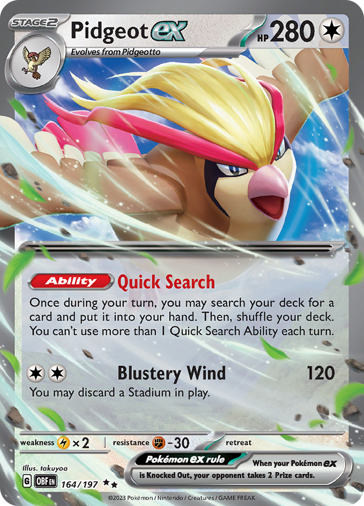 Pidgeot ex (164/197) [Scarlet & Violet: Obsidian Flames] | Jomio and Rueliete's Cards and Comics