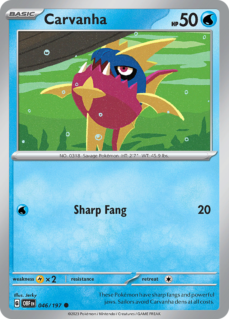 Carvanha (046/197) [Scarlet & Violet: Obsidian Flames] | Jomio and Rueliete's Cards and Comics