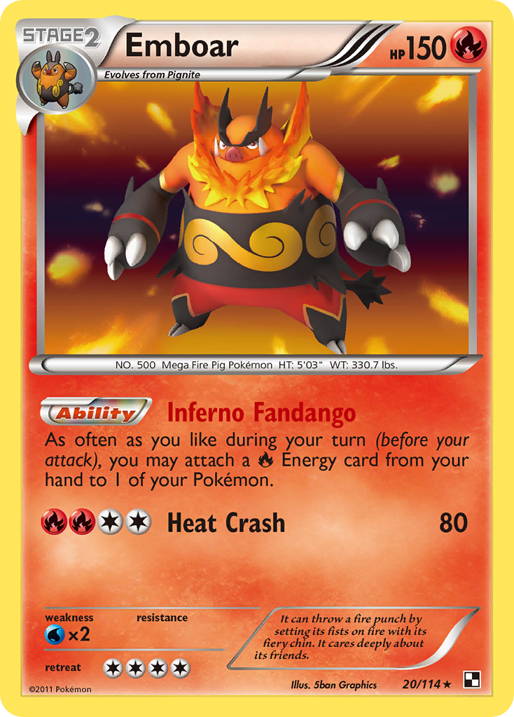 Emboar (20/114) [Black & White: Base Set] | Jomio and Rueliete's Cards and Comics
