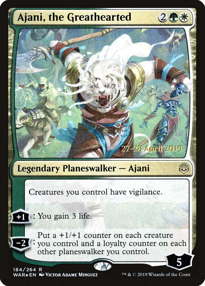 Ajani, the Greathearted [War of the Spark Prerelease Promos] | Jomio and Rueliete's Cards and Comics