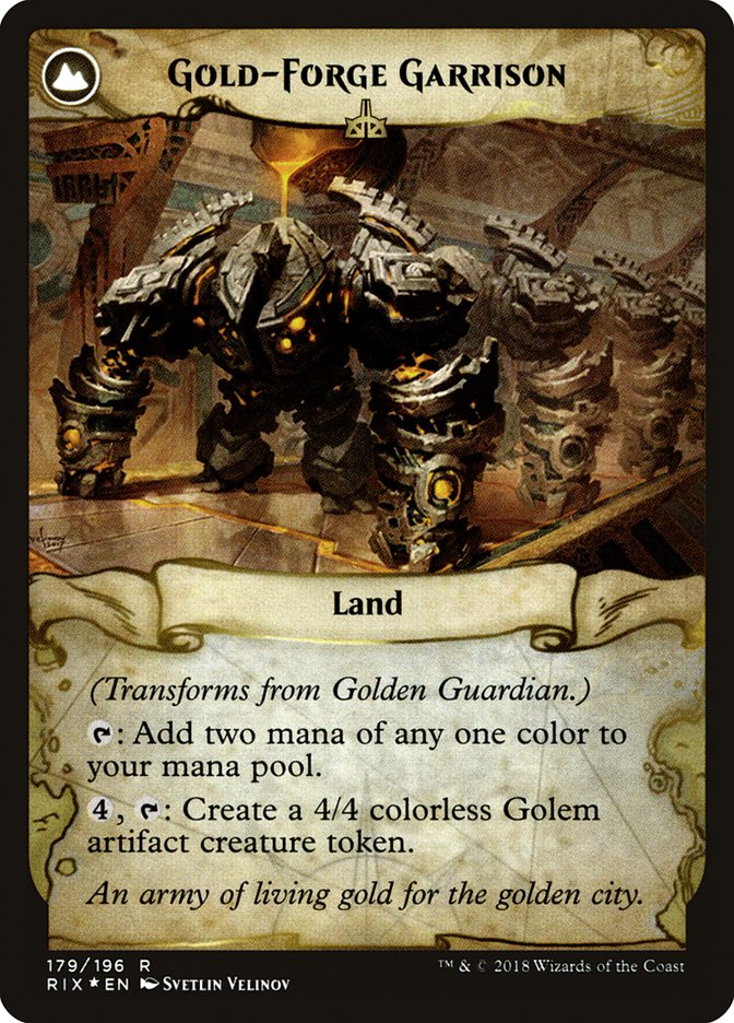 Golden Guardian // Gold-Forge Garrison [Rivals of Ixalan Prerelease Promos] | Jomio and Rueliete's Cards and Comics