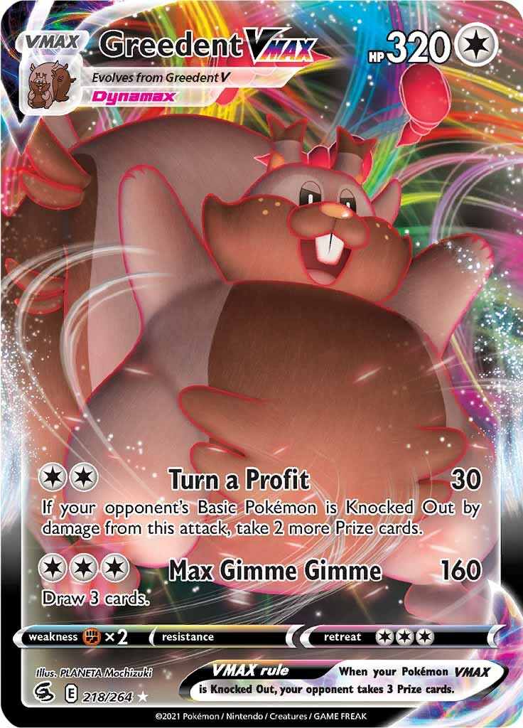 Greedent VMAX (218/264) [Sword & Shield: Fusion Strike] | Jomio and Rueliete's Cards and Comics