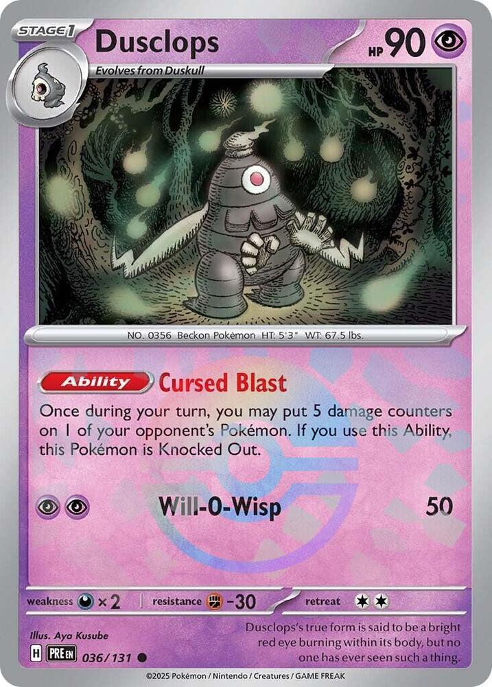 Dusclops (036/131) (Poke Ball Pattern) [Scarlet & Violet: Prismatic Evolutions] | Jomio and Rueliete's Cards and Comics