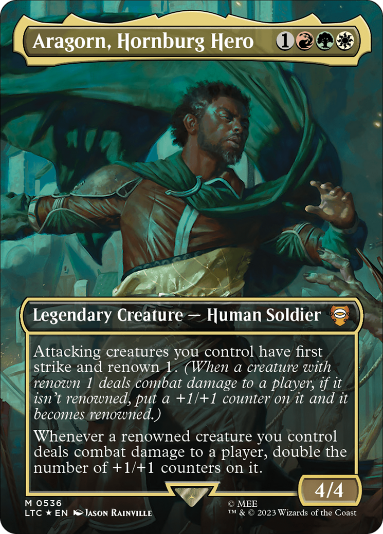 Aragorn, Hornburg Hero (Borderless) (Surge Foil) [The Lord of the Rings: Tales of Middle-Earth Commander] | Jomio and Rueliete's Cards and Comics